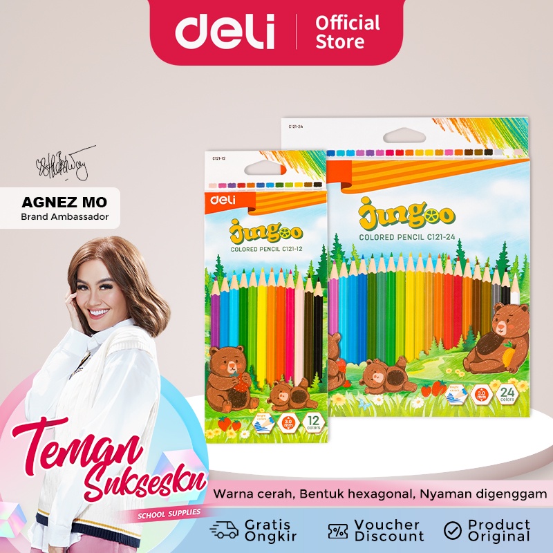 Foto Deli Colored Pencil / Pensil Warna Lucu 12 24 Warna Pewarnaan Cerah EC121-XX