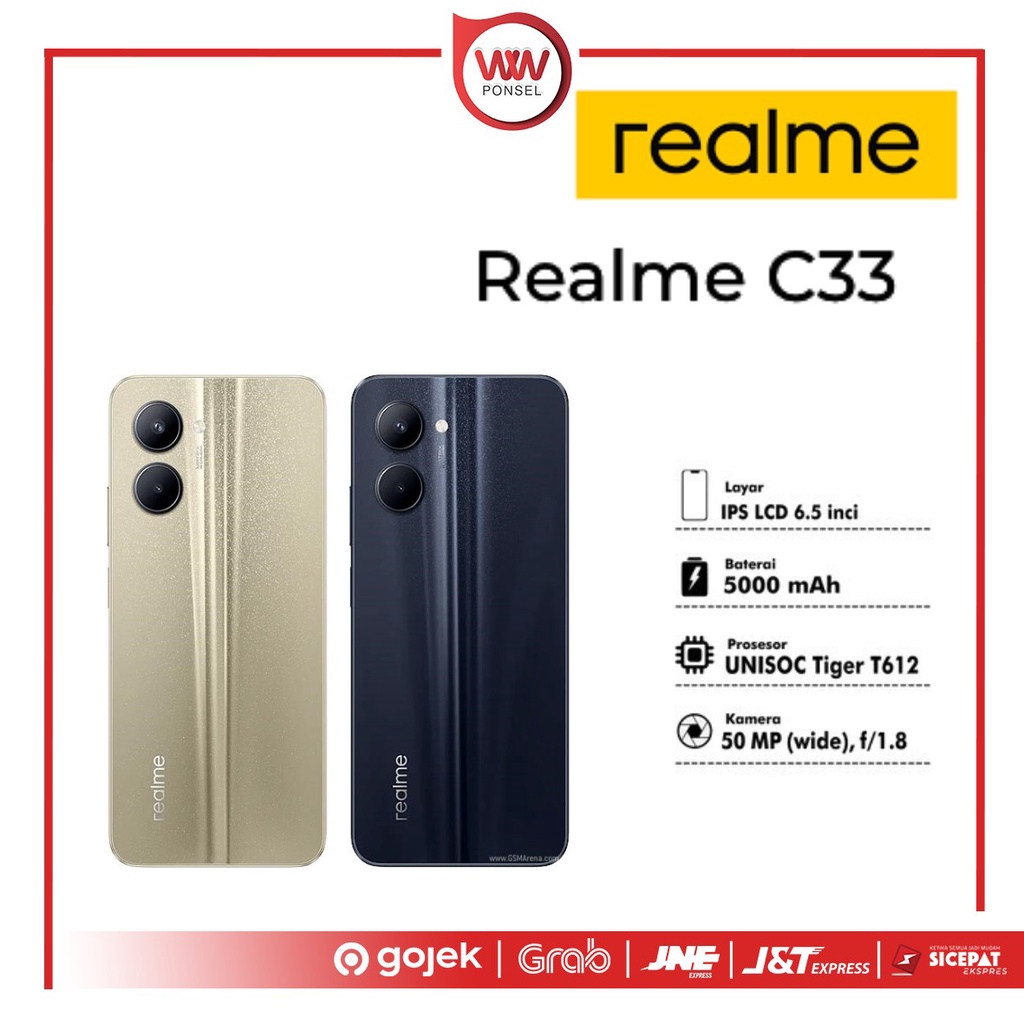 Hp Realme C33 Ram 4GB + Extended 4GB Internal 128GB Garansi Resmi