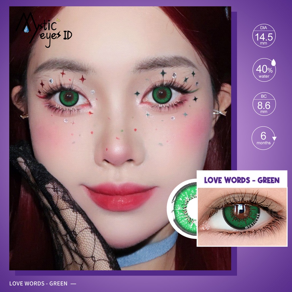 [✅COD] MYSTICEYES SOFTLENS COSPLAY CRAZY LENSA KONTAK WARNA LOVE WORDS &amp; VIKA TRICOLOR SERI 3 TONE 14.5MM (NORMAL)