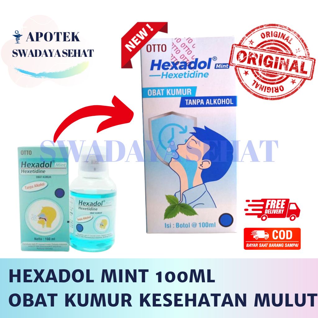 HEXADOL MINT 100ML Larutan Obat Kumur Infeksi Mulut Tenggorokan Sariawan Kesehatan