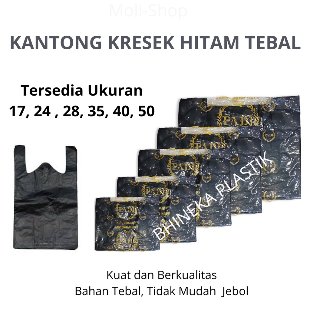 Khusus GoSend | HDPE Hitam, Kantong Kresek Hitam (Semua Ukuran) Kantong Plastik Hitam