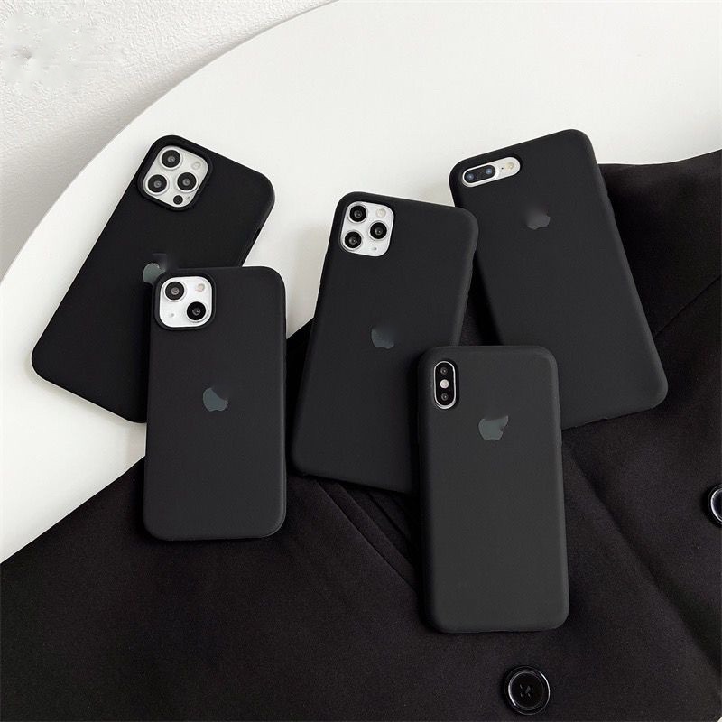 iphone 16 series  Black Series Silikon Case Rubber Anti Noda 1 : 1 For iPhone 16 16E 15 15+ 14 14+ 13 12 11 Pro Max Plus Mini Xr X Xs Max 7 7+ 8 8+ SE 2 SE 3 Hitam Series Edition Softcase Soft Solicone Logo Hardcase Cover