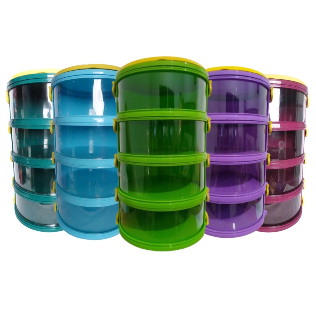 Tudung Saji Modern 4 Susun Penyimpanan Makanan Bahan Lebih Tebal Food Grade Storage Praktis Desk Rak