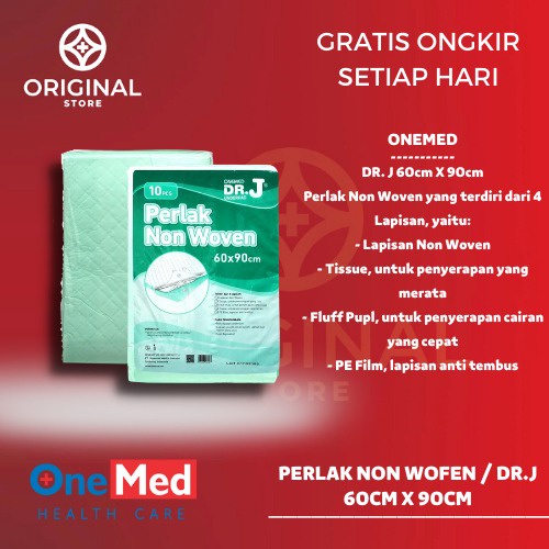 Underpad Dr. J Perlak Alas Popok 60 x 90 cm Onemed Isi 10 Lembar