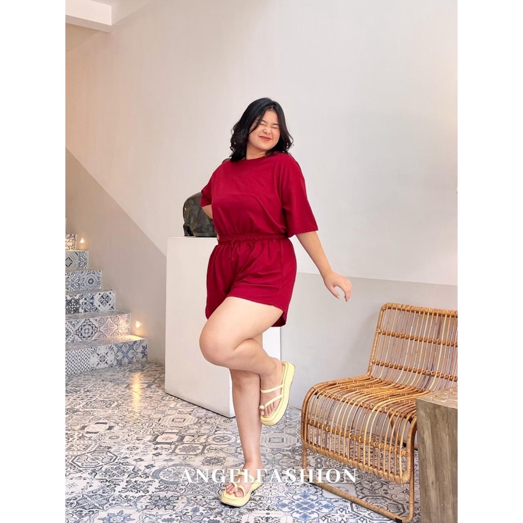 Cuci Gudang Set Crop Top Jumbo Polos Wanita Setelan Crop Bigsize Set Crop Bahan Babyterry