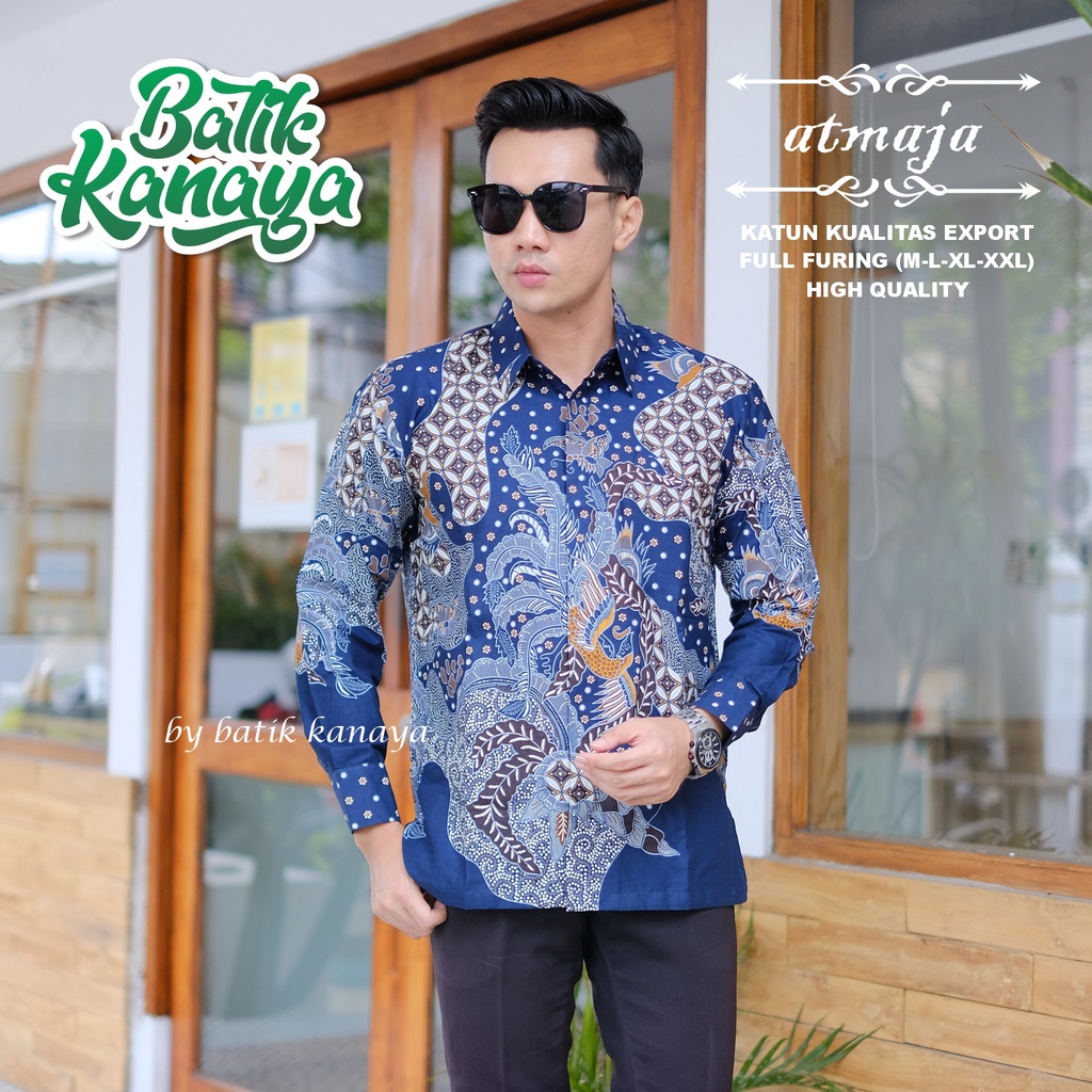 Kanaya - Kemeja Batik Pria Lengan Panjang Full Furing Bahan Katun Kualitas Ekspor ATMAJA