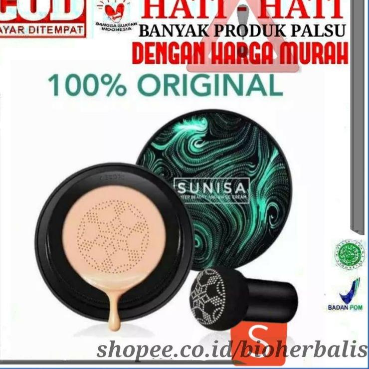 ➯ [ORI] SUNISA MUSHROOM HEAD AIR CUSHION CC/BB Cream ORIGINAL 100% + Kuas Kabuki ➺