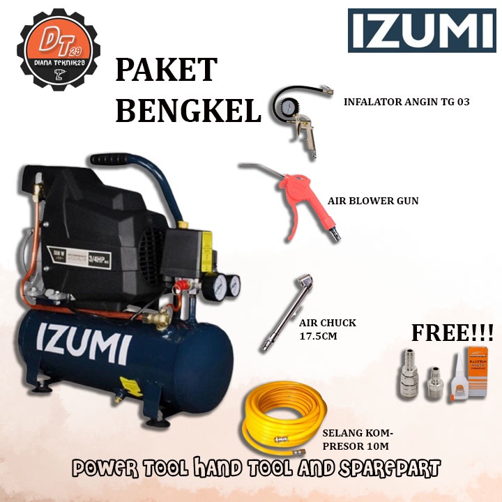 PAKET BENGKEL KOMPRESOR ANGIN LISTRIK IZUMI DD-0709 DIRECT COMPRESSOR