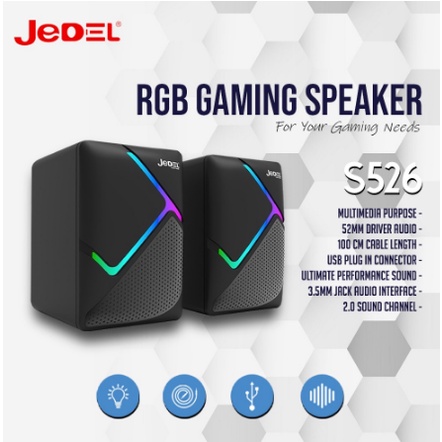 ITSTORE Speaker Gaming JEDEL S-526 for PC USB 2.0 + Jack 3.5mm with RGB Lights