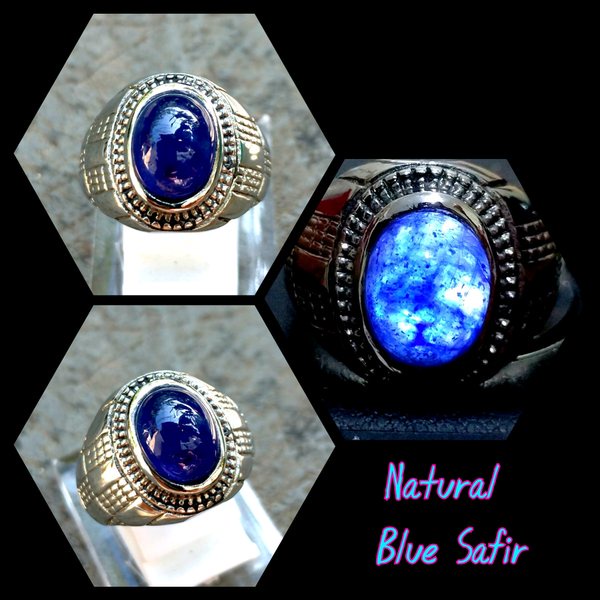 Cincin Batu Akik Mulia Blue Safir Natural FS35