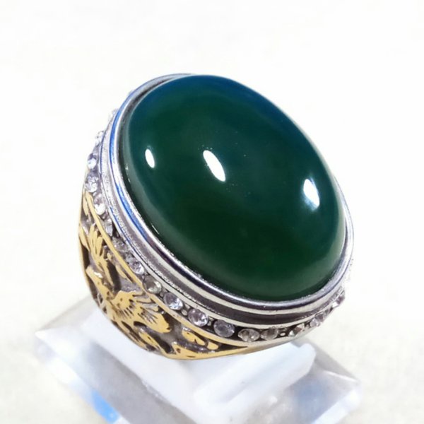 Batu Cincin CHROME CHALCEDONY NATURAL IJO BOTOL HQ PGS1104