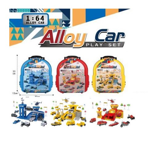 Mainan Anak 1:64 TAS RANSEL PARKING LOT Metal Car Theme Diy Parking