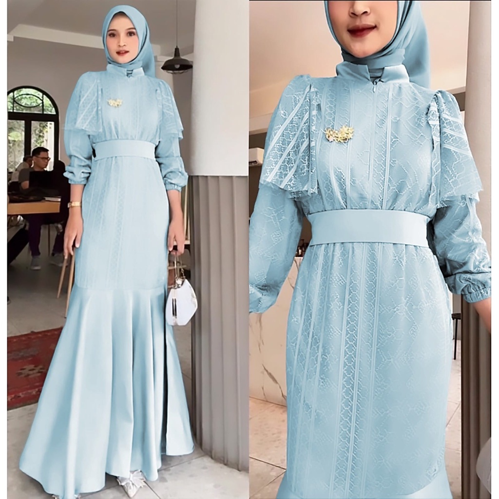 REALPIC DRESS CELINNE 3 UKURAN M L XL FASHION PAKAIAN WANITA GAMIS MAXY MAXI BAHAN BRUKAT MALIKA MS ADA VIDEO REAL PRODUK