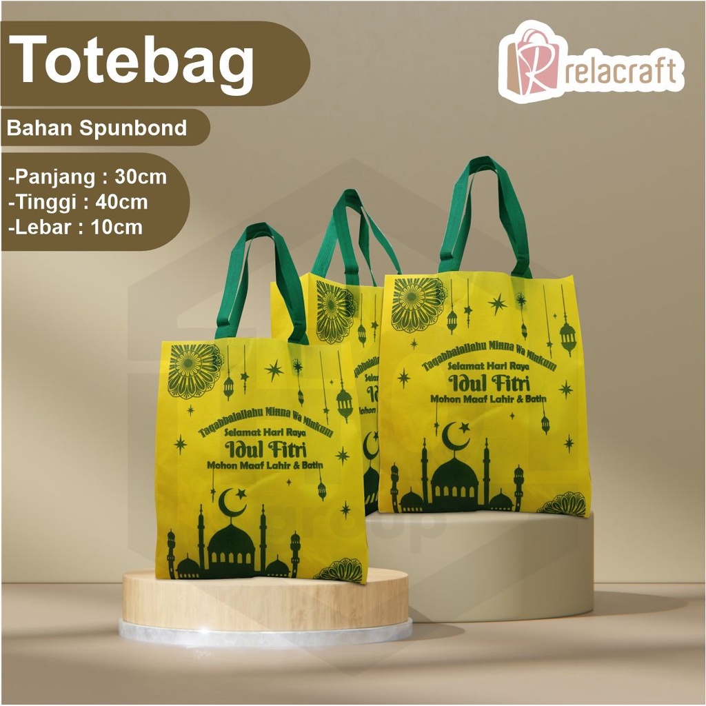 READY STOK/TAS TOTEBAG SPUNBUN/TAS IDUL FITRI/TAS RAMADHAN/RELLA CRAFT