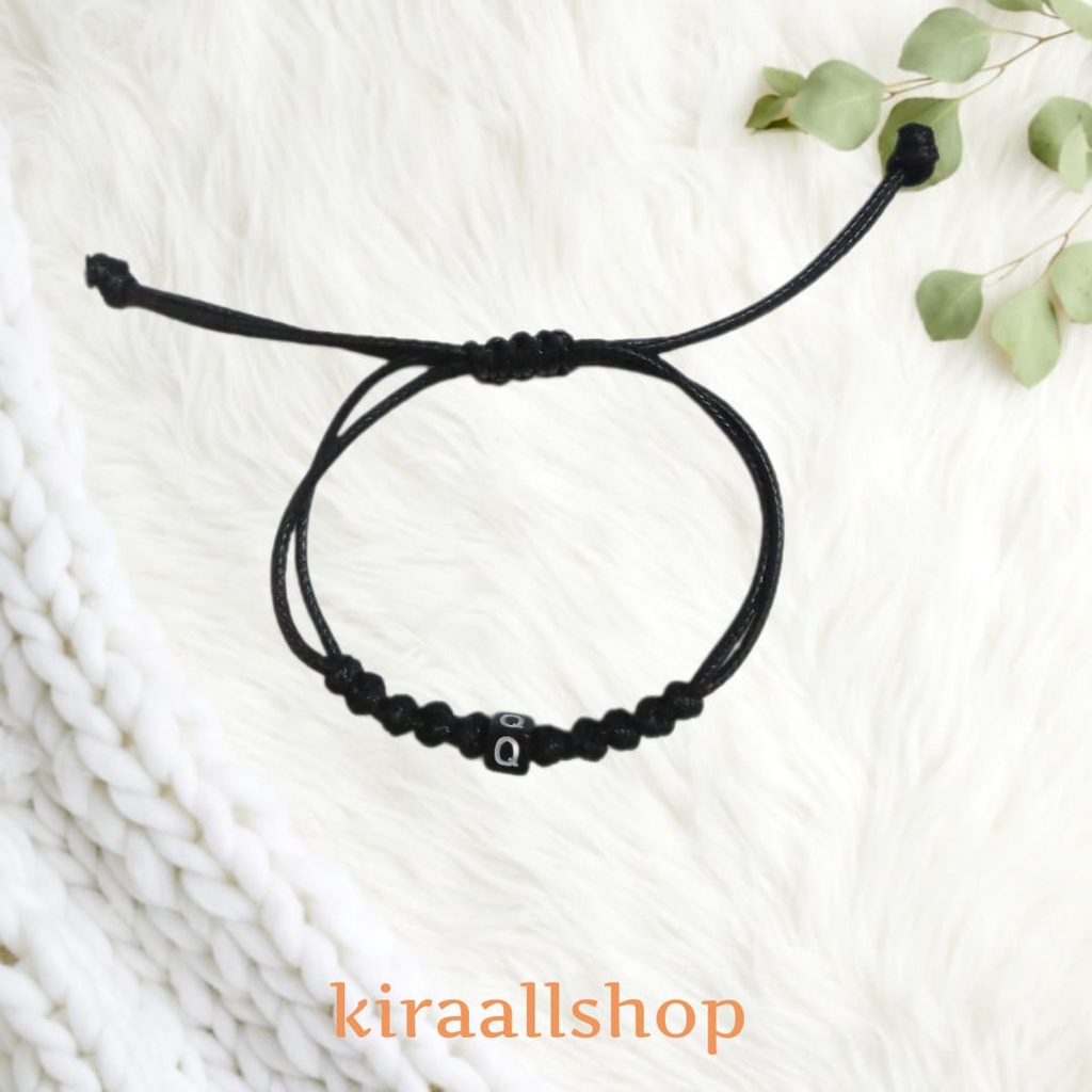 Gelang Tali Rajut Serut Inisial Huruf | Gelang Tali Korea |