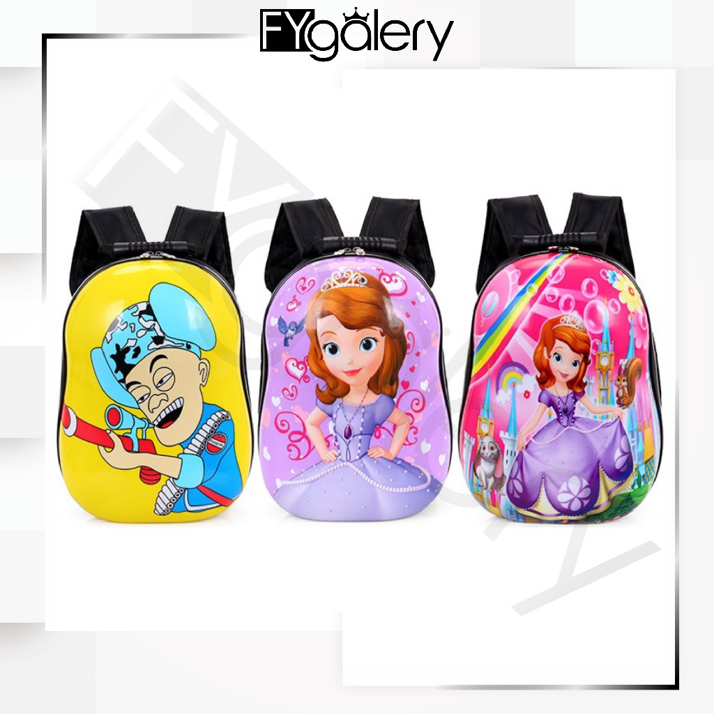 Fygalery FYG-1118 Egg Backpack Tas PVC Anak Sekolah Karakter Imut Bentuk Cangkang Telur