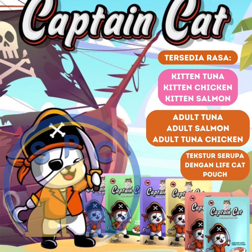 CAPTAIN Cat Food Wet Food Makanan Basah Kucing Saset 80 Gram Murah seperti LIFE CAT POUCH