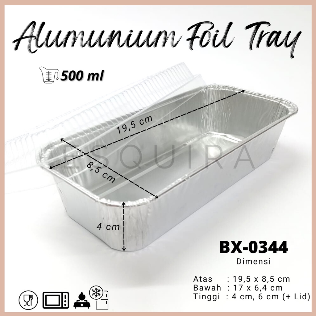 Aluminium Foil Tray 500 ML / Silver + Lid / 10 PCS / BX-0344