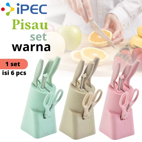 PISAU SET 3116 / PISAU WARNA SET ISI 6PCS 3116 / PISAU SET 5 IN1 / KNIFE SET 6IN1 DENGAN WADAH / PISAU SET DAPUR / PISAU SET MURAH / PISAU JERAMI GANDUM / PISAU 3116 MURAH / KNIFE SET ANTI LENGKET