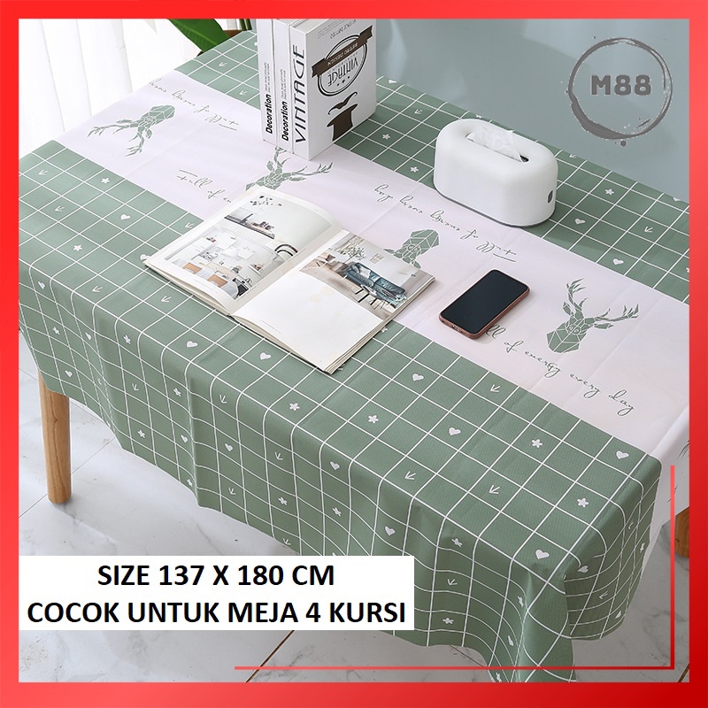 MARKAS88 Taplak Meja Makan 137x180 cm PEVA Motif Modern Terbaru Alas Meja Makan Serbaguna