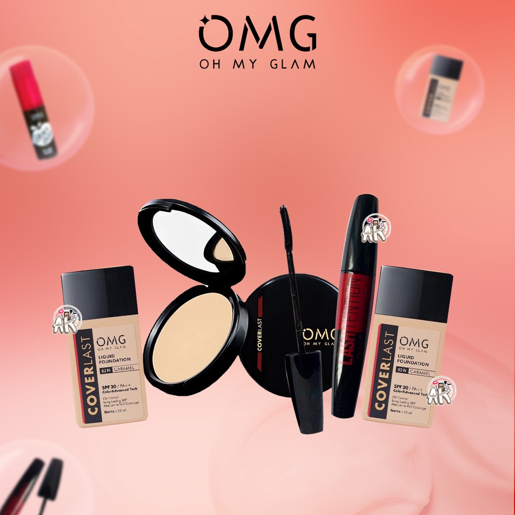 OMG (OH MY GLAM) COVERLAST SERIES ( LIQUID FOUNDATION / MASCARA LASHTENTION WATERPROOF / TWC )