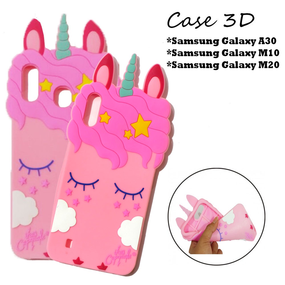 Case Silicone 3D Samsung Galaxy A30 / M10 / M20 Karakter Lucu Unicorn Sleep Softcase / Casing 4D