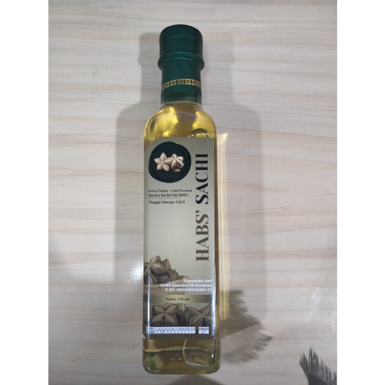 HAB'S Sachi Oil Super Food 100% Ekstrak Kacang Sacha Inchi Murni Tinggi Omega Minyak Sacha Inchi Botol Kaca