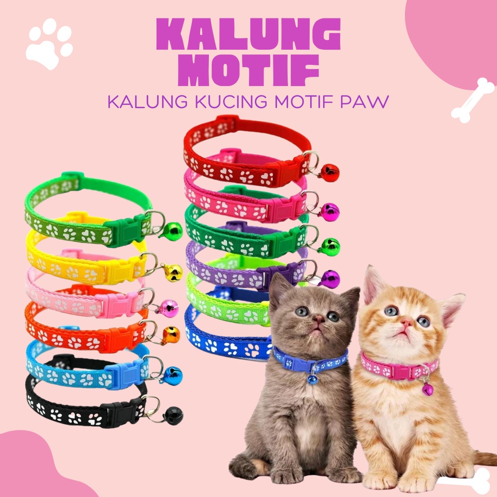 [BISA COD] KALUNG KUCING LONCENG HEWAN PELIHARAAN TALI LEHER ANJING KECIL LONCENG PET COLLAR DOG KITTEN ADJUSTABLE MOTIF TAPAK KAKI BARANG UNIK NAMA CUSTOM ANTI KUTU RANTAI GPS LUCU MACAN JANGKAR JEJAK KAKI PAW LEBAH TULANG BERUANG BESAR NYARING KARAKTER