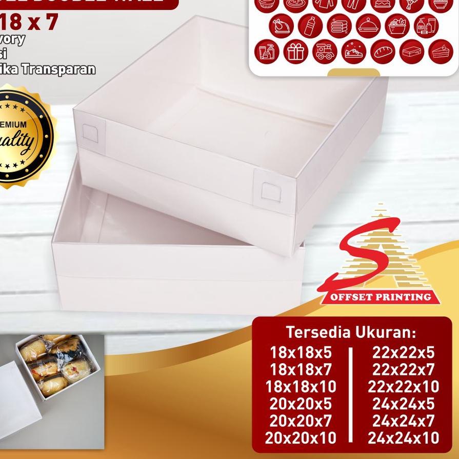 

► 18 x 18 x 7 Box Hampers tutup mika/box dus kemasan Pudding/Spiku/Marmer cake/cake/lapis legit ➧