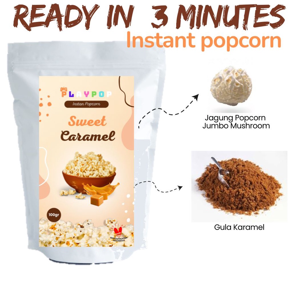 

Playpop Popcorn Instant Gourmet Caramel Popcorn Rasa Karamel Snack Cemilan Popcorn XXI 100gram