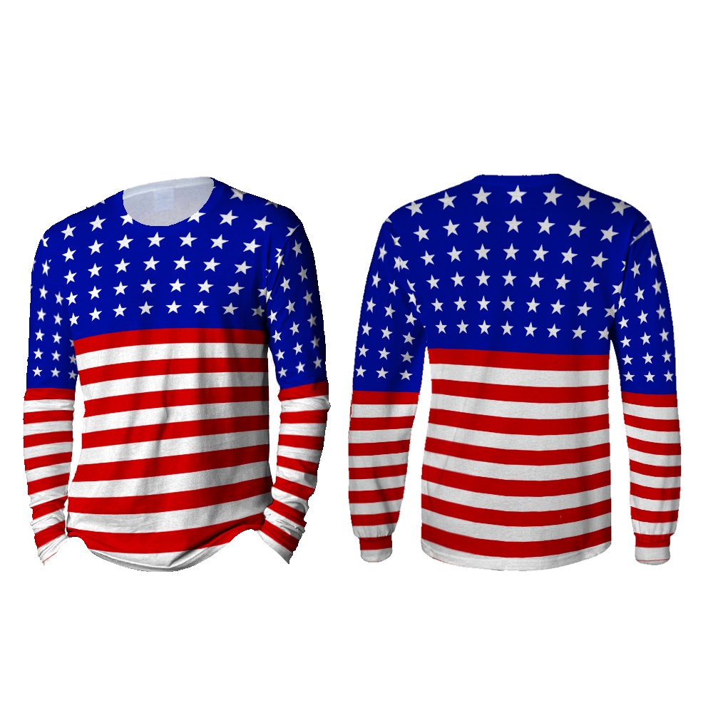Kaos Amerika / Baju Bendera Amerika Lengan Panjang