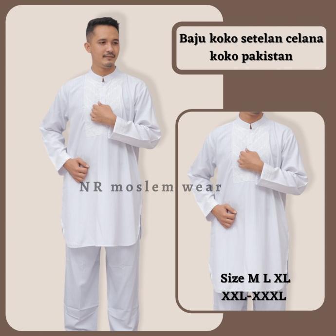 TERMURAH Baju koko setelan pakistan pria dewasa putih /BAJU KOKO PRIA/BAJU KOKO DEWASA/BAJU KOKO ANA