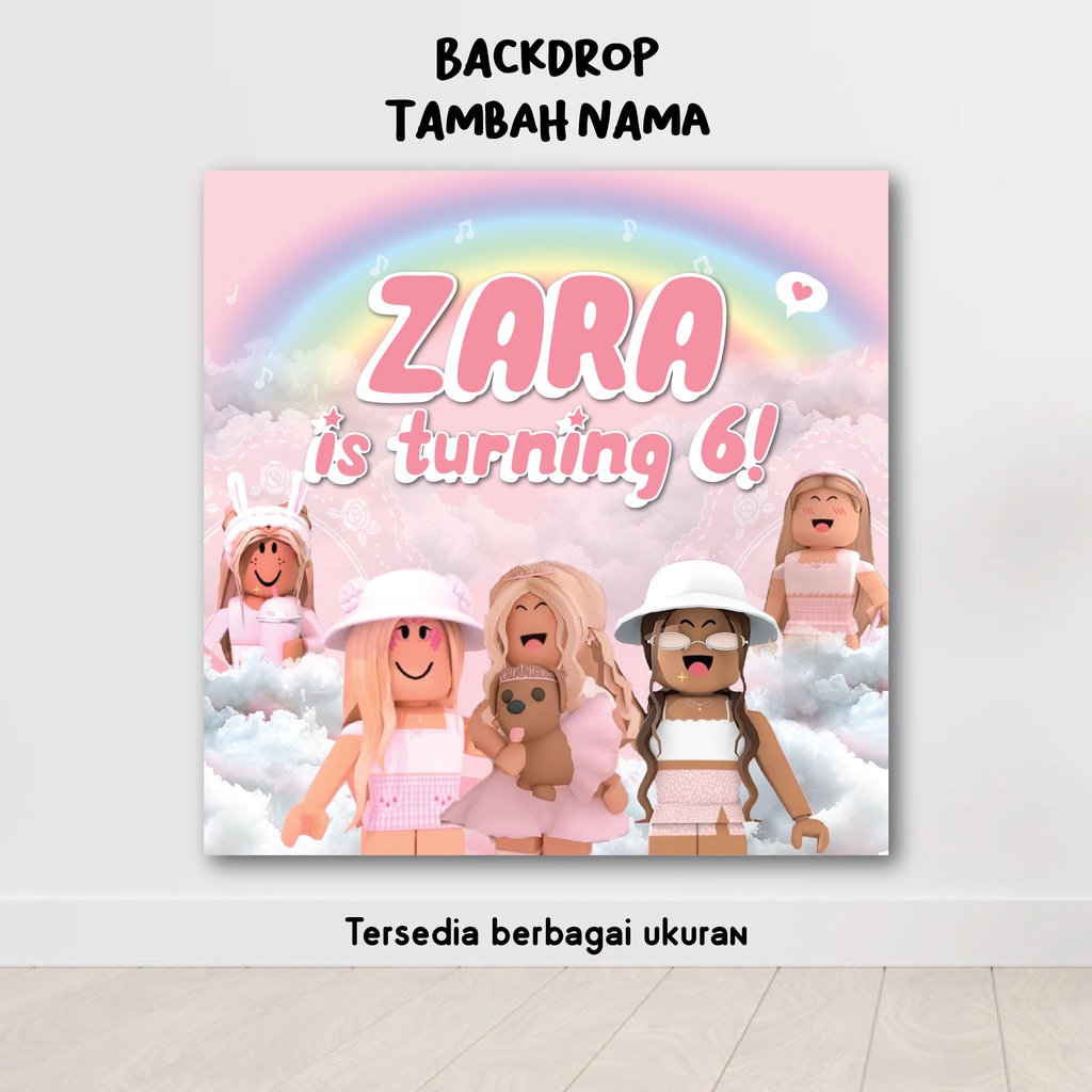 BACKDROP ROBLOX GIRL BACKGROUND BANNER HAPPY BIRTHDAY ULTAH ULANG TAHUN HIASAN HBD DEKORASI GAME ANA