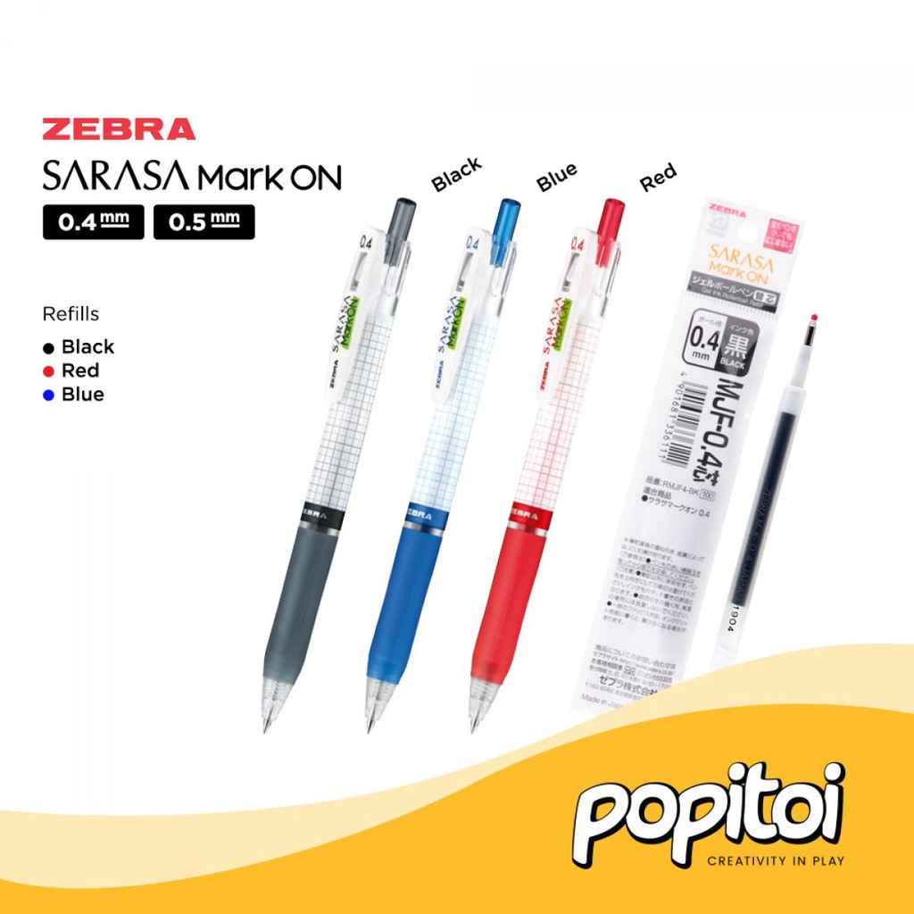 

ZEBRA Sarasa Mark On 0.4 / 0.5 mm Gel Pen Refill pulpen isi ulang MarkOn