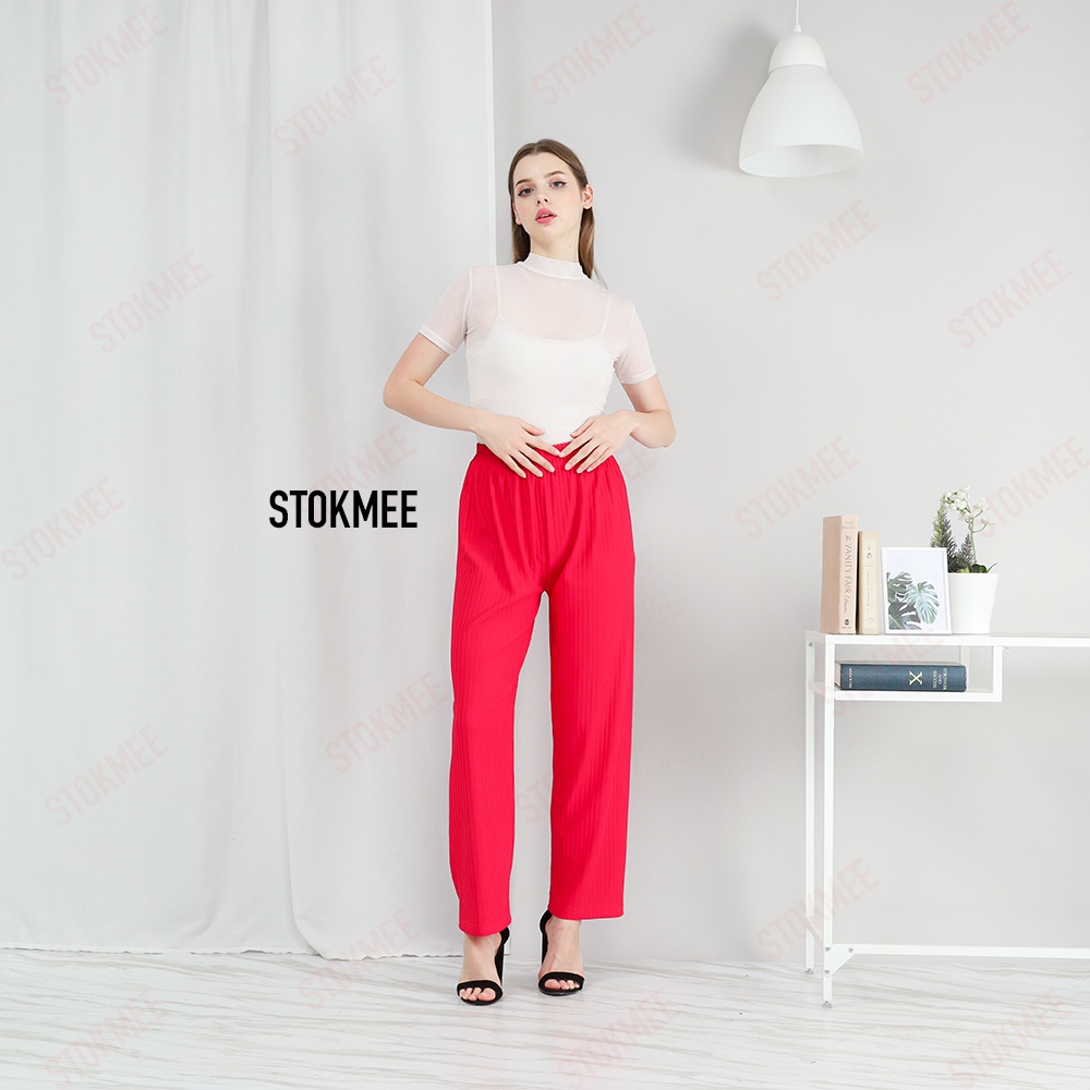 Celana Kulot Wanita  Bahan Knit Premium  Long Cullote  Pants - Korean Loose Pants Trousers Wanita - Loungewear Celana Kulot Jumbo XL