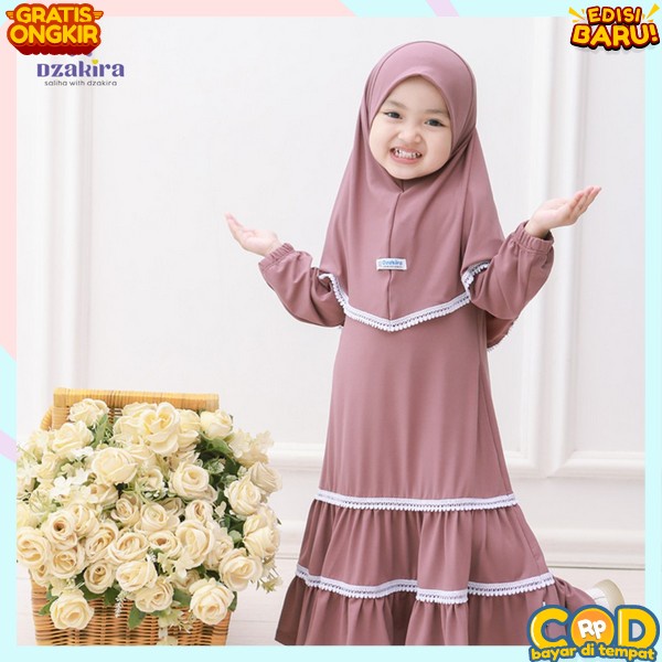 Bagu Gamis Anak Perempuan Umur 11 12 13 Tahun Alika Dress Kids Aplikasi Kancing Aktif Bagian Depan F