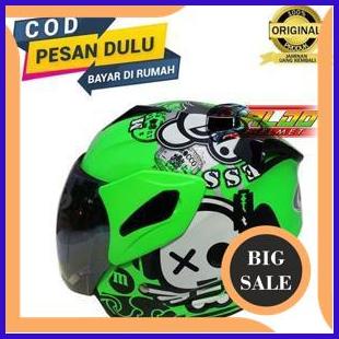 onderdil GM FIGHTER SPEAK UP DARK GREEN FLUO ORIGINAL HELM SNI TERMURAH 140ZZ3