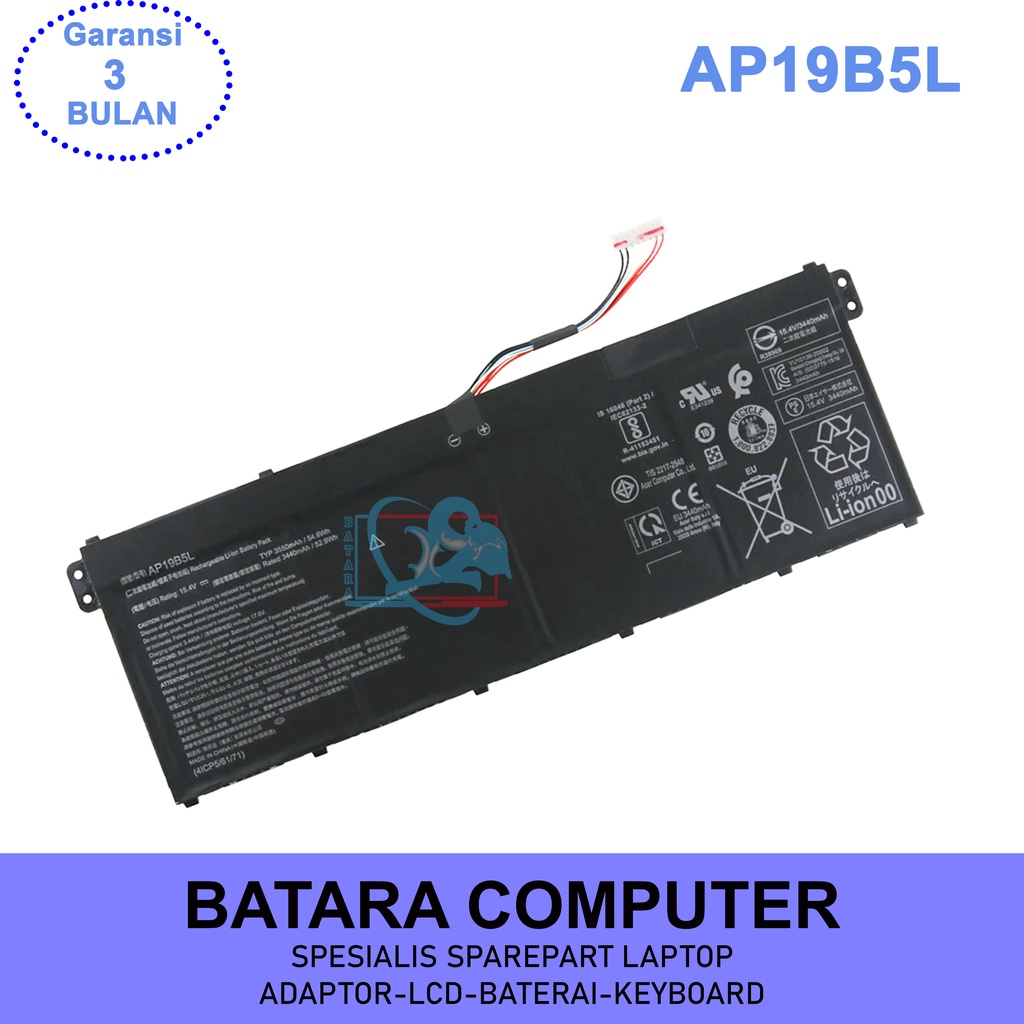Baterai Laptop Acer Aspire 5 A515-43 A515-43-R91L A515-43-R44Y A315-58 A517-52 A715-41 A715-42 EX214