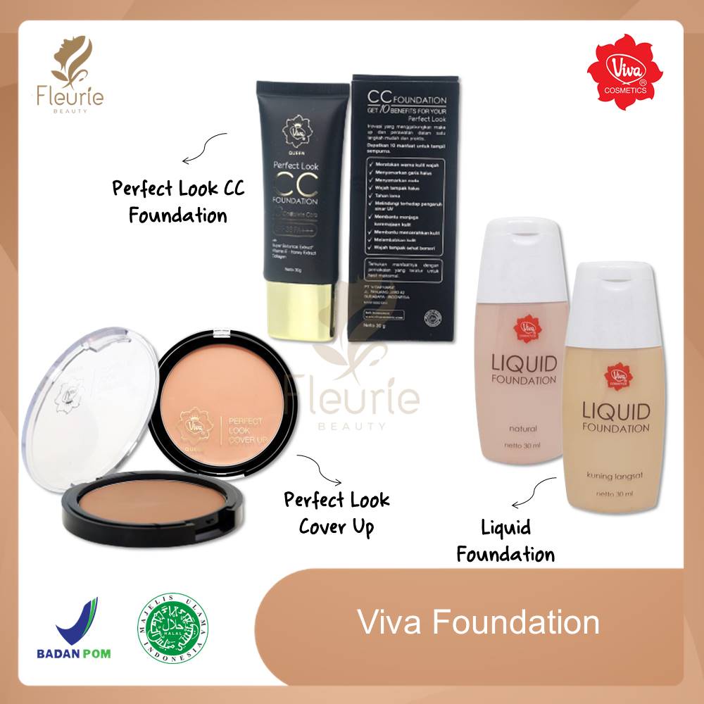 VIVA Liquid Foundation 30ml (Alas Bedak Cair) / Queen Perfect Look CC Foundation / Queen Perfect Look Cover Up Foundation Original BPOM