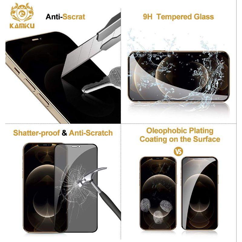 Original KAMIKU【2 PCS】iPhone 12 Pro Max Privacy Screen Protector Full Coverage Anti-Spy Tempered Glass Film