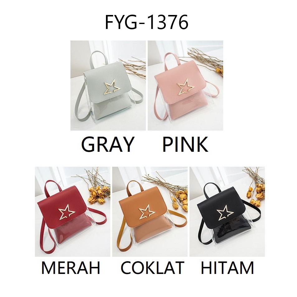 FYGALERY FYG1376 Tas Ransel Mini Wanita Backpack Perempuan Transparan 2 in 1 Murah