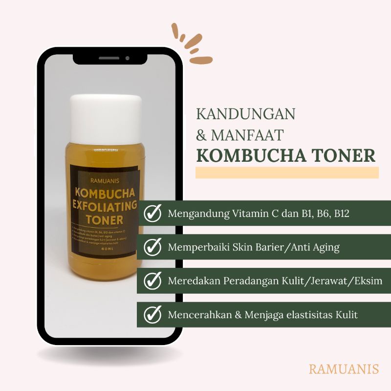 Toner Kombucha/Kombucha Exfoliating Toner Original & Organic/Kombucha Toner 60ml
