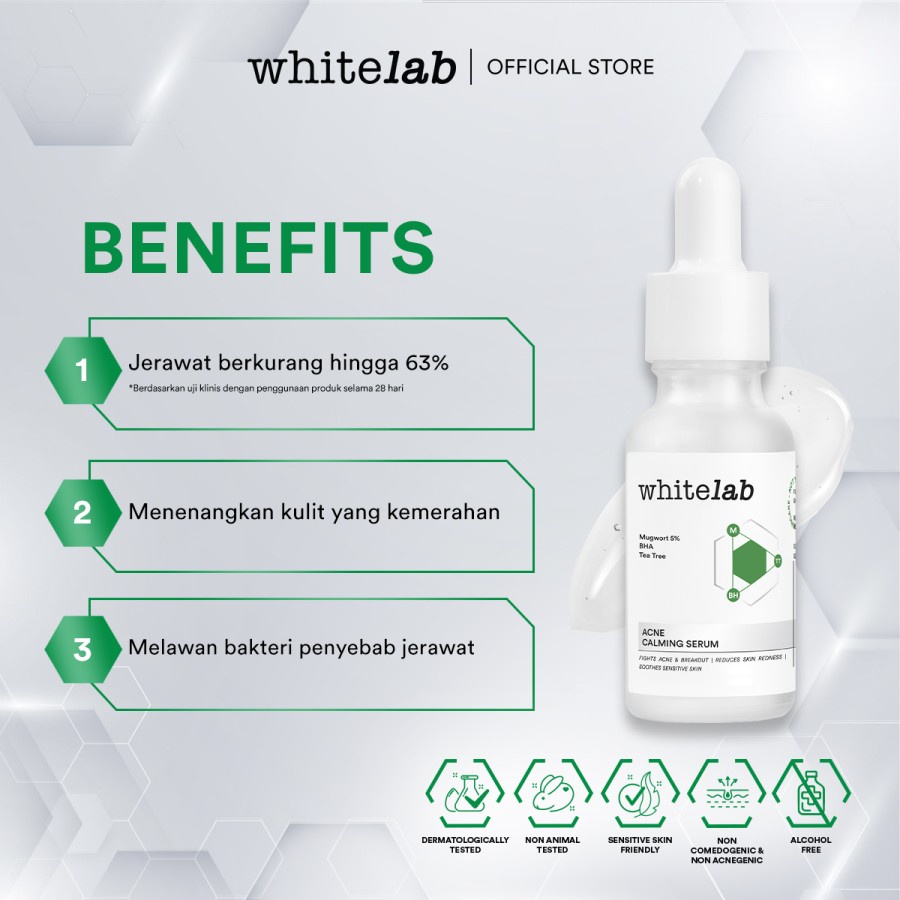 Bisa COD - Whitelab Acne Calming Serum - Serum Jerawat mugwort/Tea tree/Cica