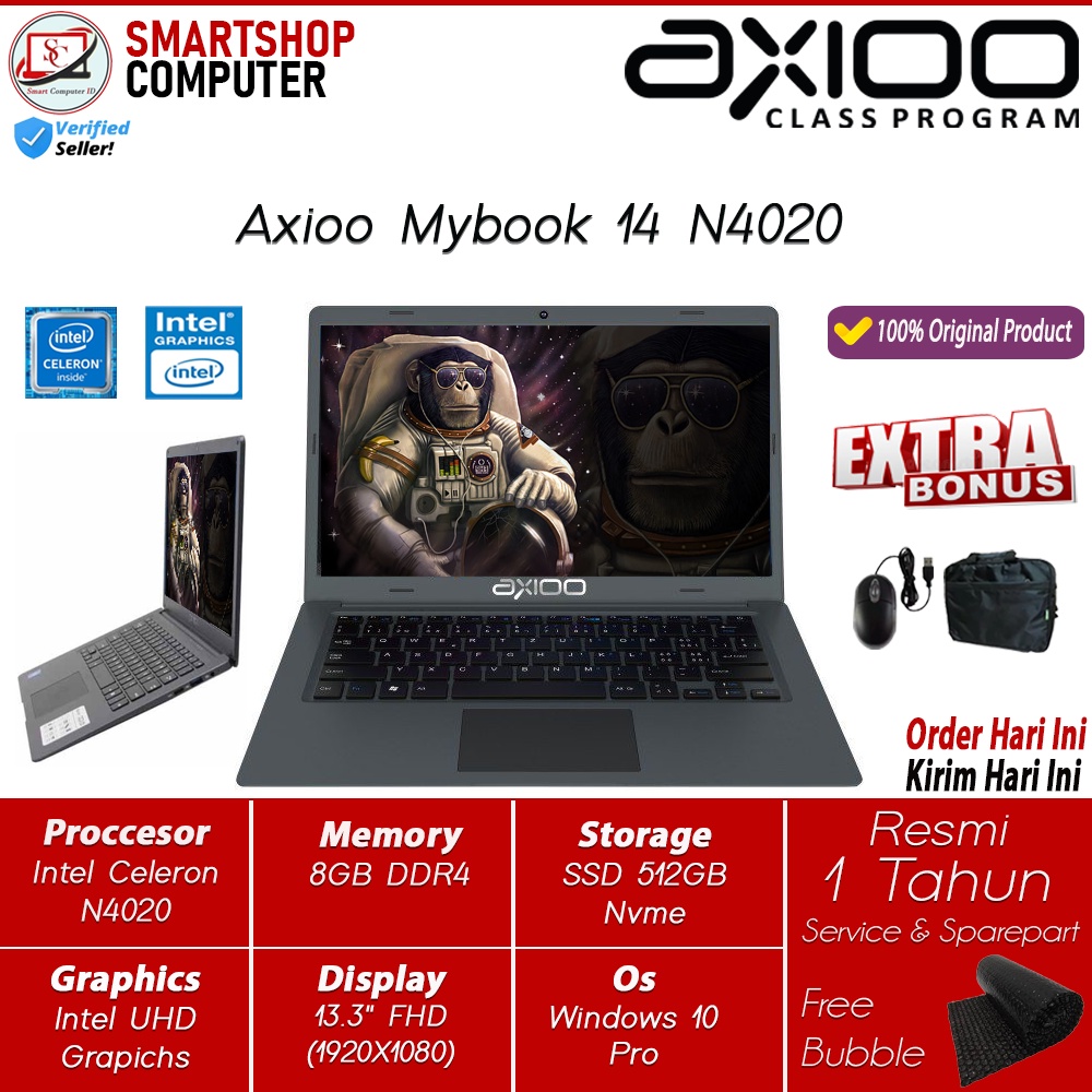 Laptop Axioo Mybook 14H Ram 8GB 256GB SSD 13 2K Windows 10 Profesional