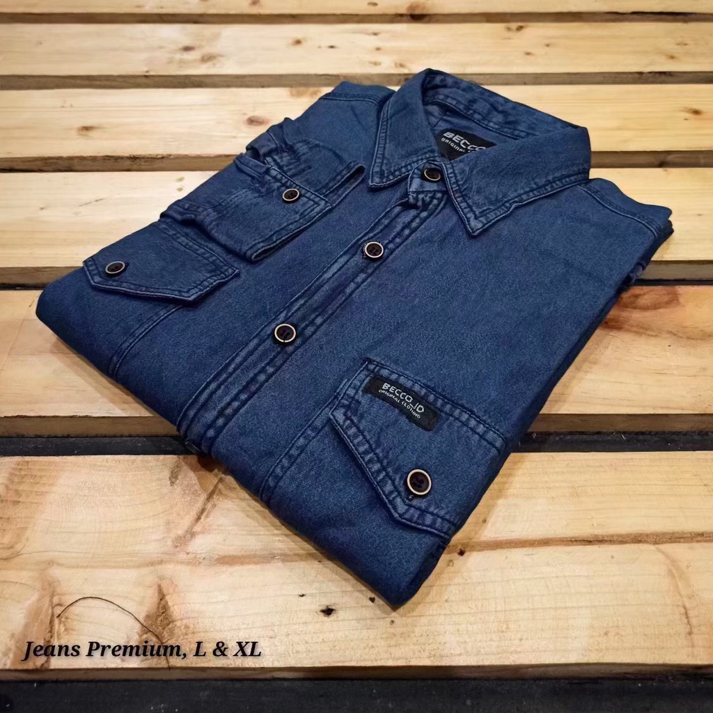 Kemeja Jeans Panjang Pria / Kemeja Levis Washing Original Brand Lokal