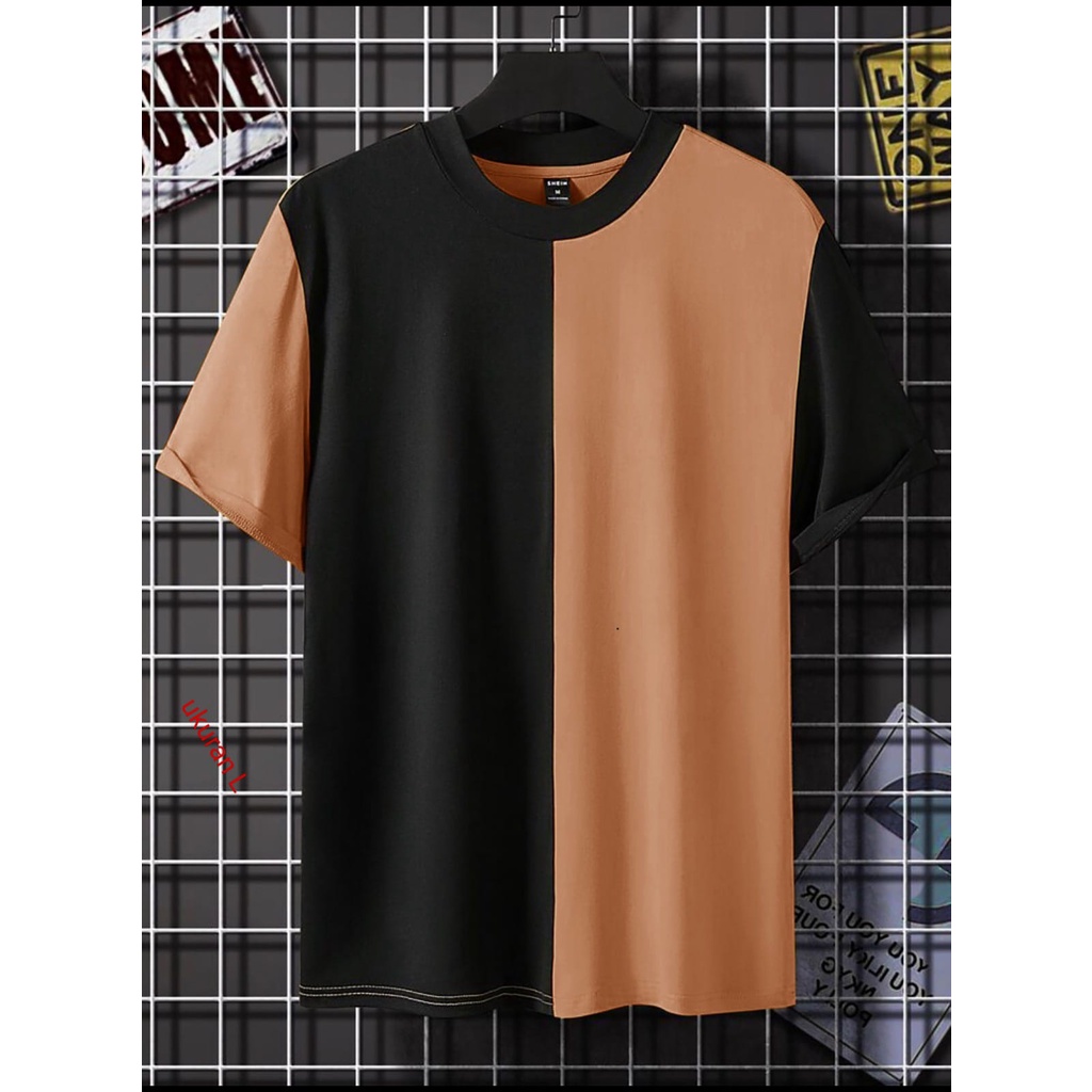 AMOSJKT28.OBLONG/BAJU DEWASA/ATASAN LENGAN PENDEK/BAJU KOMBINASI POLOS