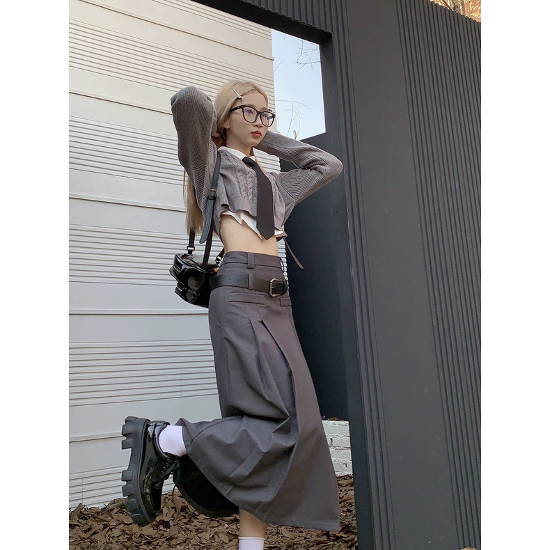 [READY] 시크 — #TCC306 rue set — import baju atasan kemeja skirt rok panjang maxi cargo sweater lengan