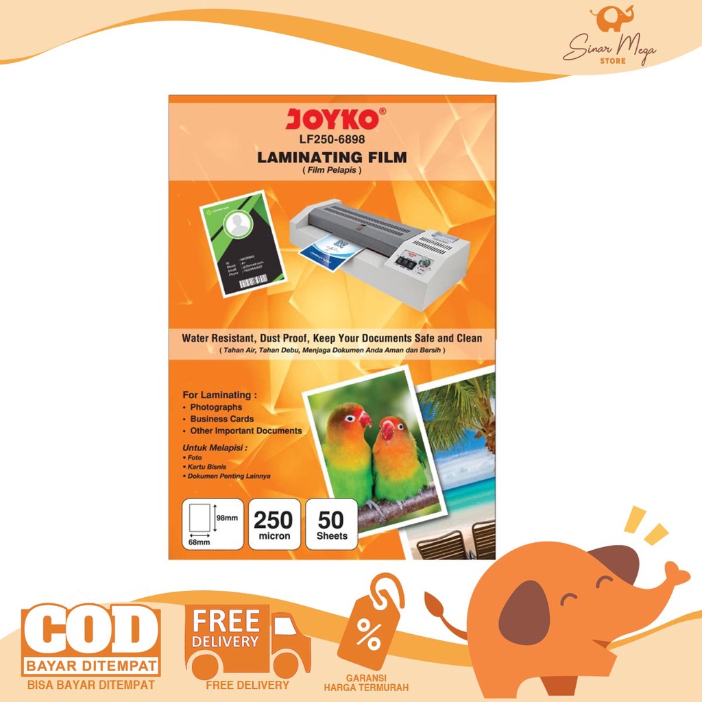 

Joyko Laminating Film LF250-6898 (KTP) / Plastik Laminating KTP 250 Mic Murah