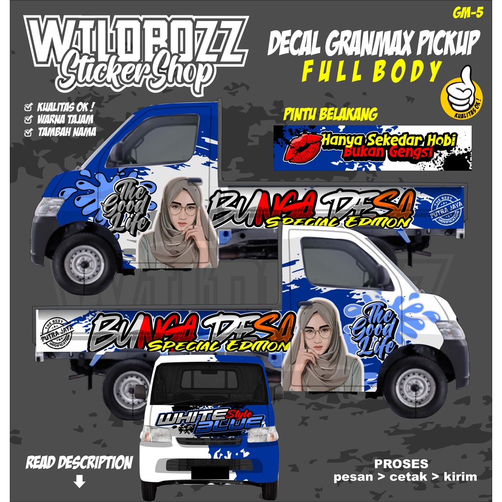 decal printing full body grandmax pickup keren putih biru (gm-5) -WILDBOZZ STICKER-