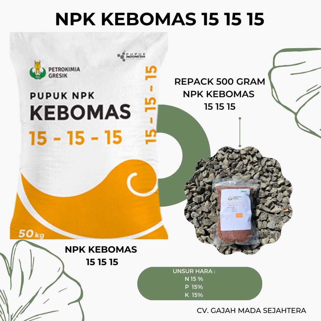 Pupuk NPK KEBOMAS 15-15-15 PETRO REPACK 500 G